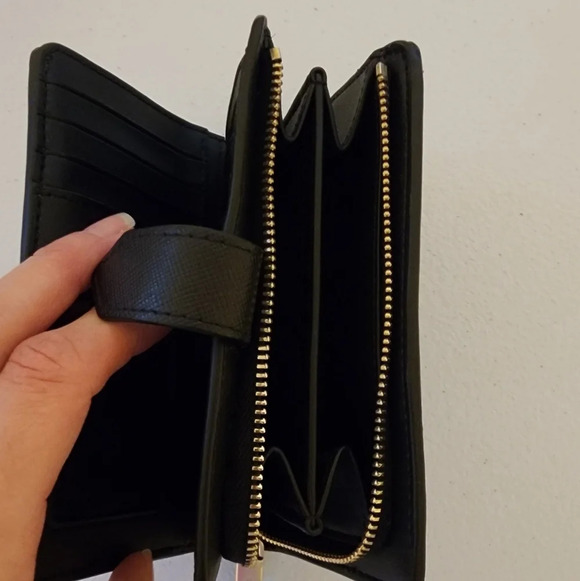 Kate spade Staci Colorblock Small Zip Around Wallet Warm Beige Black - Picture 2 of 9